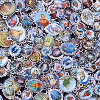 10pcs/20pcs Assorted Vintage Religious Figure Oil Drop Pendant Charms, Suitable For Necklace & Bracelet Making, 10-22mm