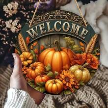 1 Bảng gỗ tròn quyến rũ Bảng hiệu chào mừng, trang trí lý tưởng cho lễ hội tạ ơn và thu hoạch mùa thu, hoàn hảo cho gia đình, quán cà phê, nhà hàng, quán bar, sử dụng trong nhà hoặc ngoài trời - nhiều màu - Xem 5