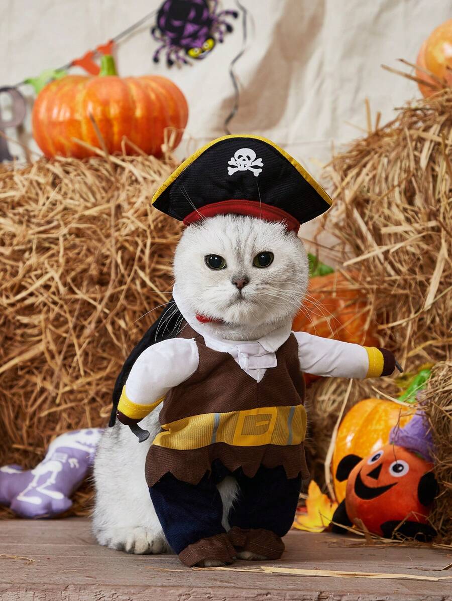 1 zestaw kostiumu pirata na Halloween dla małych i średnich psów, odzież świąteczna na Halloween - Wielokolorowe - Zobacz 1