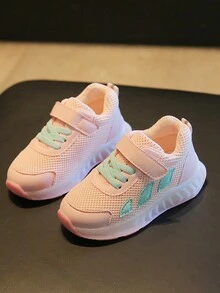 全新软底防滑时尚婴儿学步鞋，透气网眼鞋面，舒适钩环扣，适合 1-3 岁女孩和男孩，春秋季 - 粉色 - 查看 3