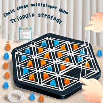 1 pieza Juego de ajedrez de triángulo con cadena, rompecabezas de juguete, juego de sobremesa, regalo para compañeros de trabajo, amigos, adecuado para fiestas y reuniones familiares (con caja)