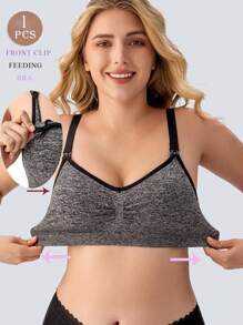 1 Stück nahtloser Front-Verschluss-Still-BH mit abnehmbaren Elementen, für Umstandsmode und Wöchnerinnen, rutschfest