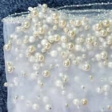 1 PC Trắng Faux Pearl Ngắn Áo Choàng Cô Dâu Áo Choàng Váy Cưới Bolero Quần Áo Mùa Thu Cho Phụ Nữ - VG27 - Xem 5