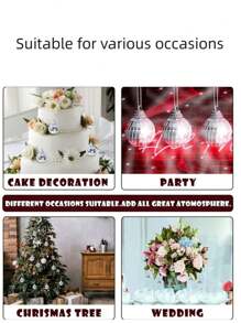 6 件玻璃镜面迪斯科球装饰物、圣诞装饰物、酒吧拍摄道具、婚礼蛋糕和甜点装饰 - 銀色 - 查看 9