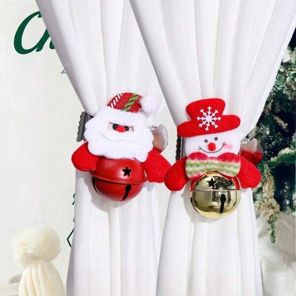 1 pezzo Fermatenda a pupazzo di neve con campanello, fermatenda decorativo per feste, camera da letto, soggiorno (campanello staccabile) Decorazioni natalizie