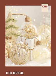 6个/9个透明塑料圣诞球装饰品，香槟球造型，适用于圣诞树装饰 - 防碎，适合节日、婚礼派对、家居装饰、圣诞装饰、房间装饰、冬季圣诞装饰、家居圣诞礼物、圣诞装饰