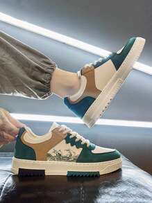 高帮休闲硫化鞋，复古设计秋冬季复古风格运动鞋 - 米綠 - 查看 9