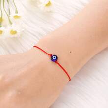 4 件套玻璃珠、土耳其之眼和恶魔之眼魅力友谊手链，黑色和红色