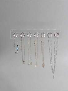 1 pieza Organizador de joyas con soporte para collares, pulseras, pendientes y anillos con estante de exhibición montado en la pared transparente/rosa para tocador, gabinete de espejo - transparente - Ver 3