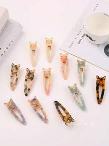 2pcs Cute Animal Acetate Hair Clips, Suitable For Women For Daily, Dating, Birthday, Valentine's Day, New Year Party, Beach Music Festival (Slight Color Difference), Hair Accessories, Hair Barrettes Claw Clips, School Stuff, Head Accessories - Cat Hair Clip - View 7