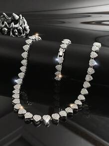 Colar com Pingente de Cubo em Forma de Coração de Hip Hop, Prateado, Dia dos Namorados, Dia das Mães, Presente