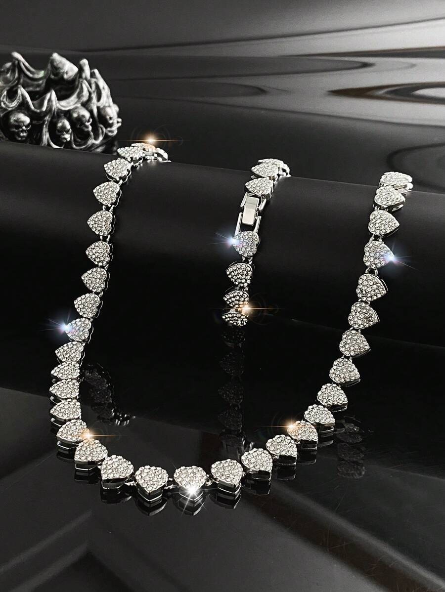 Colar com Pingente de Cubo em Forma de Coração de Hip Hop, Prateado, Dia dos Namorados, Dia das Mães, Presente