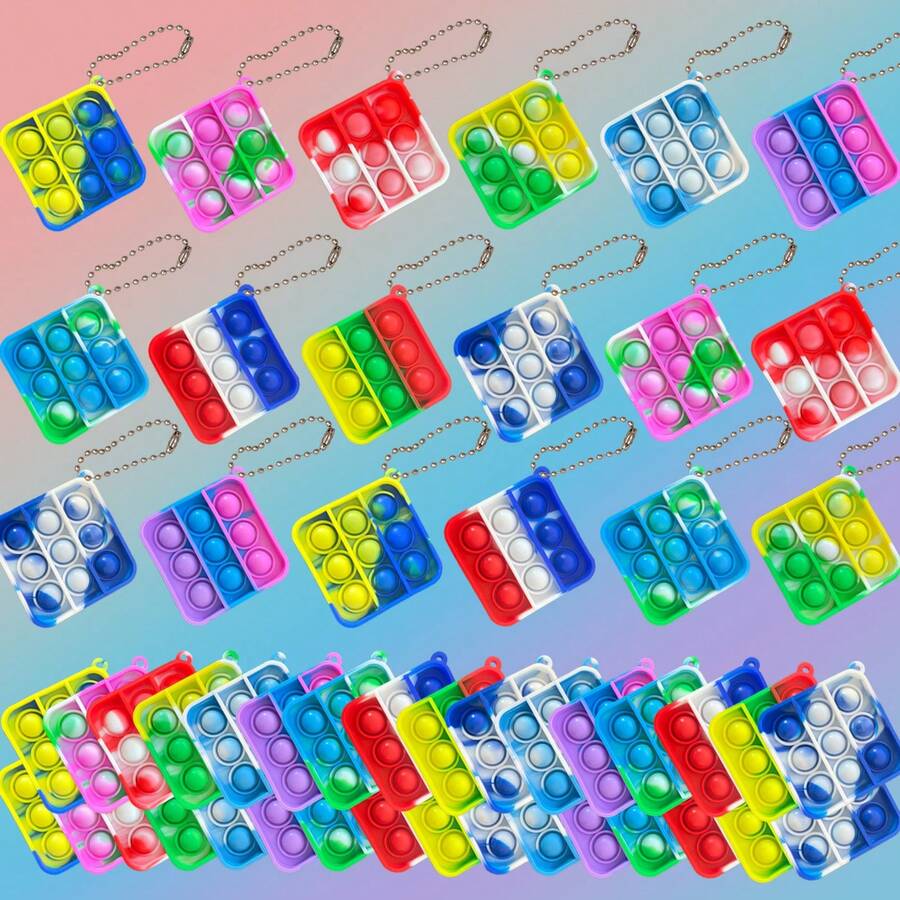 30 件节日装饰迷你流行爆笑玩具包包派对礼物，硅胶挤压流行爆笑松散感官玩具，流行钥匙扣泡泡玩具派对包包填充物，流行背包挂件 - 彩色 - 查看 1