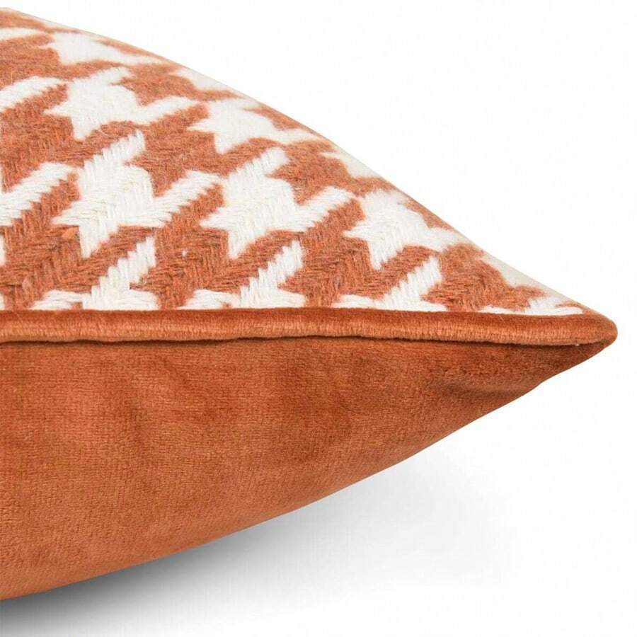 1 Vỏ gối kiểu dáng Jacquard có độ chính xác cao Bắc Âu màu cam Houndstooth, Vỏ gối thiết kế Jacquard sọc hiện đại, Sofa sang trọng Gối tựa lưng bằng vải Jacquard, Vải dệt trang trí phòng khách, Hình vuông 30x50cm 45x45cm 50x50cm 60x60cm (Chỉ có bìa) - trái cam - Xem 1
