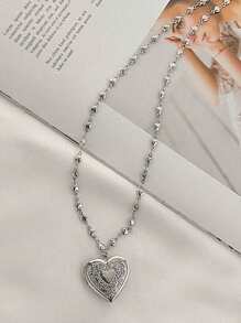 1 Piece Sweet Goth Harajuku Aesthetic Forever Heart Pendant Necklace For Women Girls Y2k Vintage Punk Jewelry Accessories Valentines,Mom,Mother,Mother's Day,Gift
