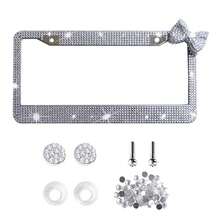 1pc/2pcs Stylish Shiny Butterfly License Plate Frames Upgrade Your Car - Great For Women And Girls!
