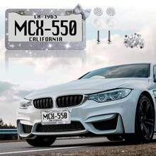 1pc/2pcs Stylish Shiny Butterfly License Plate Frames Upgrade Your Car - Great For Women And Girls!