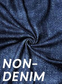 Plus Size Women's Leggings Imitation Jeans Effect Printed High Stretch Soft Fashionable Vintage Knitted Tights Sports Pants Female Clothing - Blue - View 7