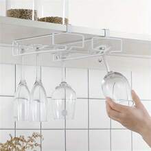 1 pieza Soporte para copas de vino - Estante para copas debajo del gabinete, soporte para almacenamiento de copas de vino, organizador de metal para bar y cocina - Multicolor - Ver 1