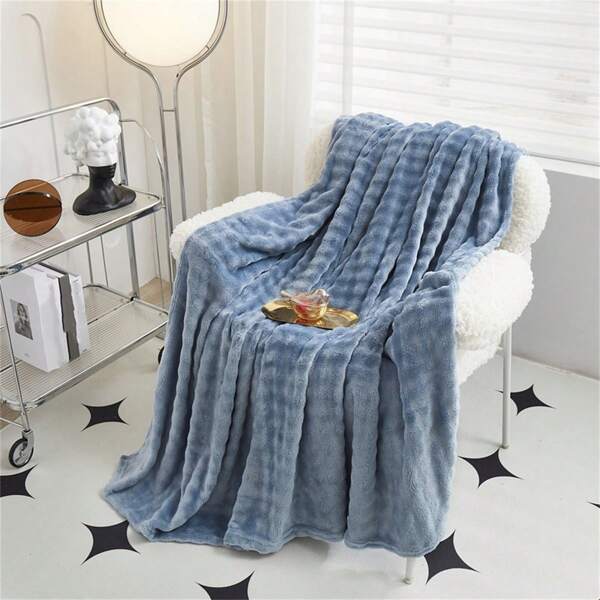 1 pieza Manta de piel de conejo falsa, manta suave y acogedora de peluche con múltiples opciones de tamaño, adecuada para cama, sofá, oficina, viaje en todas las estaciones