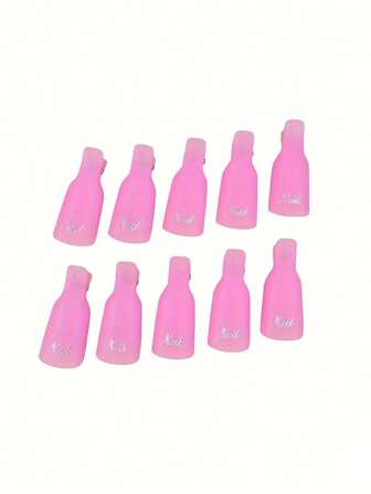10Pcs Light Pink Nail Polish Remover Clips Plastic Reusable Finger Nail Clips For Removal Acrylic Nail Art Gel Polish Soak Off Cap Clip Uv Gel Polish Removal Wrap Tool