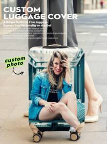 1pc Customized Photo Luggage Cover, Personalized Face Luggage Cover, Customized Luggage Cover, Personalized Photo Luggage Cover, Personalized Luggage Cover, Luggage Protector, Luggage Protector, Single Party Bag Cover, Anniversary Gift, Valentine's Day Gift, Birthday Gift, Wedding Gift, Mother's Day Gift, Father's Day Gift, Gift For Best Friend, Gift For Mom/Dad/Her/Him/Girlfriend/Boyfriend/Wife/Husband/Friend - Multicolor - View 3