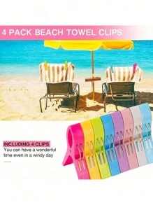8/4Pcs Beach Towel Clips, Beach Chair Towel Clips On Cruise, Clothes Pegs,Beach Towel Holder To Keep Your Towel From Blowing Away,Heavy Duty And In Bright Colors,Seaside, Beach, Camping, Barbecue Supplies, Christmas And Halloween Gifts - Multicolor - View 2