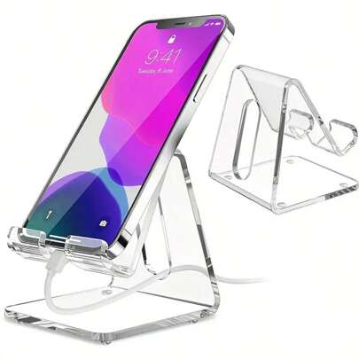 Acrylic Phone Holder, Transparent Phone Holder, All Smartphones 4-8 Inches, Desk, Office Supplies Accessories. Back To School