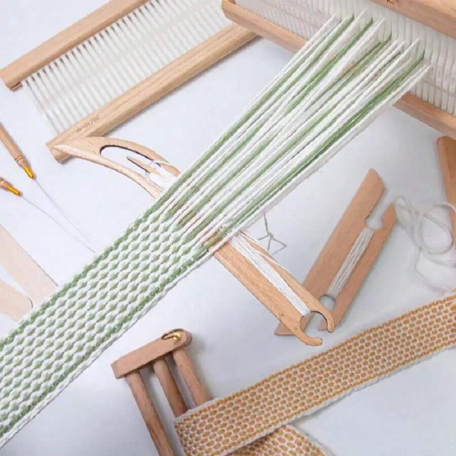 Accesorios de tejido DIY, dispositivos de tejido, lanzadera de tejido con mango de madera biselado, lanzadera de telar Inkle bien pulida - Talla única - Ver 1