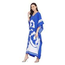 Gypsie Blu Plus Size Kaftan For Women Rose Print Dress - Màu xanh lam - Xem 3