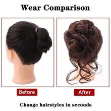 Messy Bun Hair Piece Tousled Updo H Air Extensions With Elastic Hair Bands Curly Hair Bun Scrunchie For Women Girls