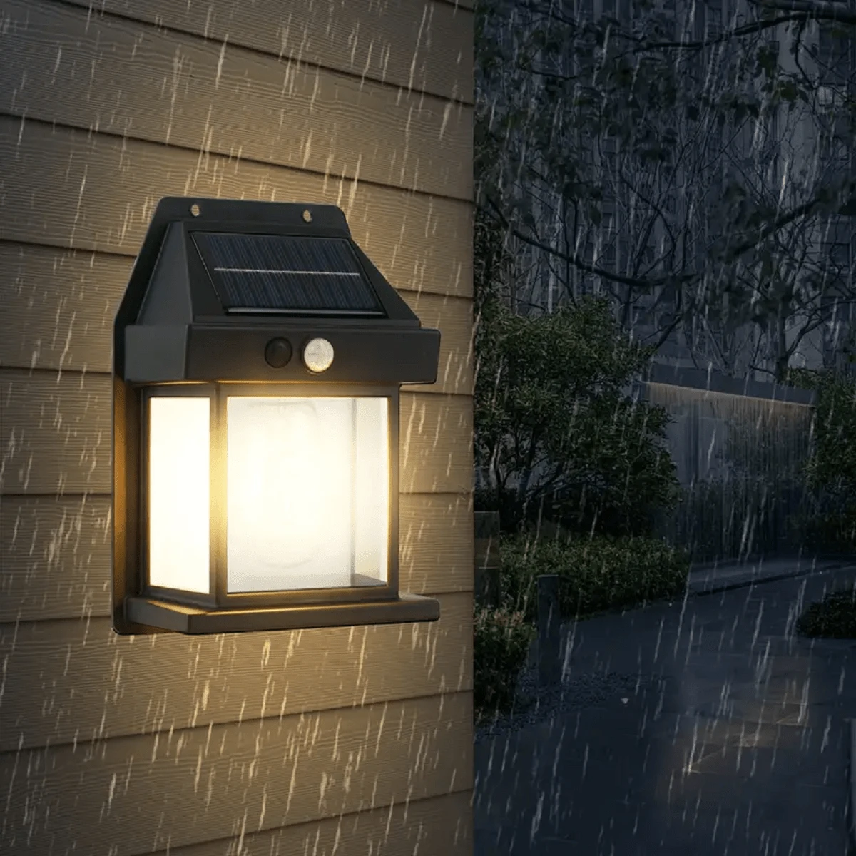 别墅家用阳台灯控壁灯庭院灯运动感应壁灯防水防雷电动庭院灯太阳能充电壁灯庭院灯 - 黑色 - 查看 1