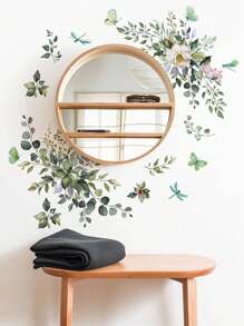 1 Set Floral Butterfly & Dragonfly Home Decor Wall Stickers,Stickers,Wall Decal, Vinyl Decal For Home Decorations,Spring Decoration Items Refresh Your Home,Rama Decoration Stickers