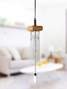 1pc Wood & Metal Wind Chime Hanging Decor, Home Ornament, Gift, Car Decor - Multicolor - View 8