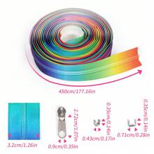 1set=4.5m Zipper + 10pcs Zipper Pulls + 20pcs Zipper Stops + 10pcs Bottom Stops, 5# Colorful Gradient Nylon Zipper, Unique Gradient Design, Multi-Styles Available For Garment, Bags, DIY Crafts