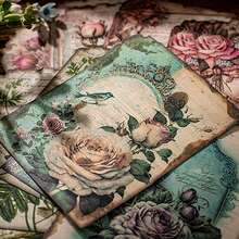 30 张/包动物和花卉主题剪贴簿纸、DIY 装饰工艺纸、节日礼物、手工拼贴材料、个性化剪贴簿用品、学校文具用品（6 种不同设计） - 玫瑰紅 - 查看 9