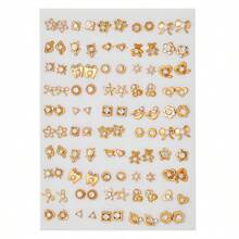 50 Pairs Assorted Rhinestone Star, Music Note, Bow Plastic Earrings Set For Girls, Random Color & Style, No Box, Suitable For Birthday Party - Multicolor - View 14