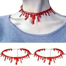 1pc Halloween Horror Bleeding Necklace, Bar Party Vampire Witch Clown Fancy Accessory Necklace - Multicolor - View 1