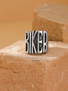 1pc Stainless Steel Punk Retro Personalized Letter Pattern Mexican Biker Rings Men's Rings Summer Jewelry