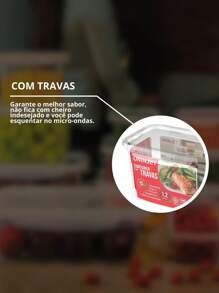 Kit 10 Plastic Pot Container With 4 Locks Sturdy Modern Design Practical 1200ml - Genomskinlig - Visa 5