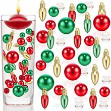 7099 piezas Caja de regalo de relleno de jarrón, caña de caramelo, velas flotantes de perlas falsas, centro de mesa para decoraciones, manualidades DIY, decoración de mesa, fiestas en el hogar, bodas, decoración de invierno, decoración navideña del hogar, decoración de la habitación, jarrón de flores de Navidad, jarrón de vidrio - colores mezclados - Ver 10