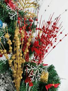 1件/2件/4件/8件 人造亮片植物附漿果，可愛仿真花聖誕裝飾，適用於客廳、臥室、婚禮、派對、家居裝飾、桌面擺飾，感恩節聖誕用品，餐桌裝飾，室內/室外聖誕裝飾，房間佈置 - 紅色 - 查看 4