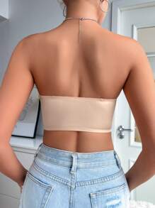 女士无缝性感聚拢文胸，前开合，无钢圈，透气，裸色 - 杏色 - 查看 2