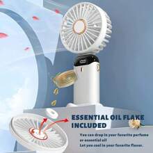 SULVGO 随时随地保持凉爽：便携式USB风扇 - 可充电，适合学生和办公桌使用。这款可充电迷你便携式折叠桌面/手持USB风扇配备数字显示屏、5档风速调节、5片扇叶，运行安静，适用于办公室、通勤、露营、野餐、徒步旅行、海滩度假、背包旅行和运动等场合。 - 白色 - 查看 3