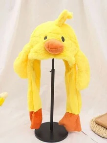 Cute Cartoon Ear Embroidery Airbag Fluffy Hat With Moving Ears, Autumn/Winter