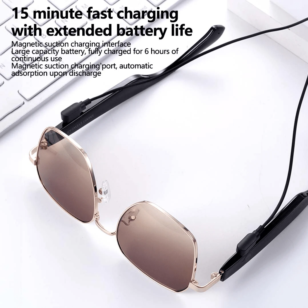 1 副男女通用智能眼镜，带音乐功能，适合跑步海滩配件女士眼镜遮阳镜 - 漸茶色 - 查看 1