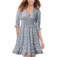 Sexy V-Line Printed Beach Banquet Midi Dress, Women's Summer Dresses, Sexy V-Neck Sleeveless Sun Protection Dress, Casual Style For Women - 灰色 - 查看 1