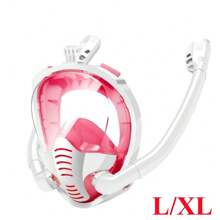 Máscara de snorkel de cara completa con tubo doble para natación y buceo, set de snorkel, antiempañante y antifugas, visión panorámica de 180°, accesorios de playa, flotador de piscina - Multicolor - Ver 8