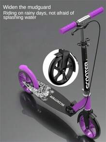 A Pedal Scooter, A Campus Commuting Vehicle, With A Foldable Design, Made Of Aluminum Alloy Material, PU Tires, Rebound Foot Support, Adjustable Height, Frosted Particle Pedals, Anti Slip Handle, Suitable For Use By All Ages