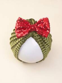 2pcs Bow Hat Baby Hat, Newborn Baby Hat Windproof Head Protection, Fashion Baby Hair Accessories, Holiday Birthday Party Hair Decorations, Little Girl Clothing Accessories, Girls Winter Clothes, Christmas Accessories, Party Accessories